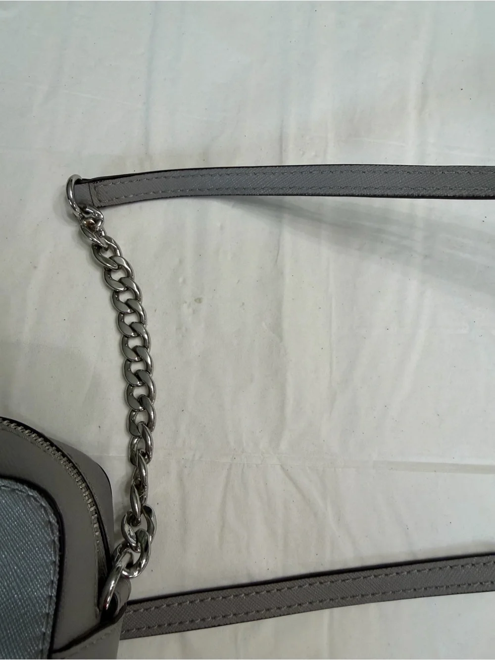 Michael Kors Light Gray Leather Crossbody Messenger